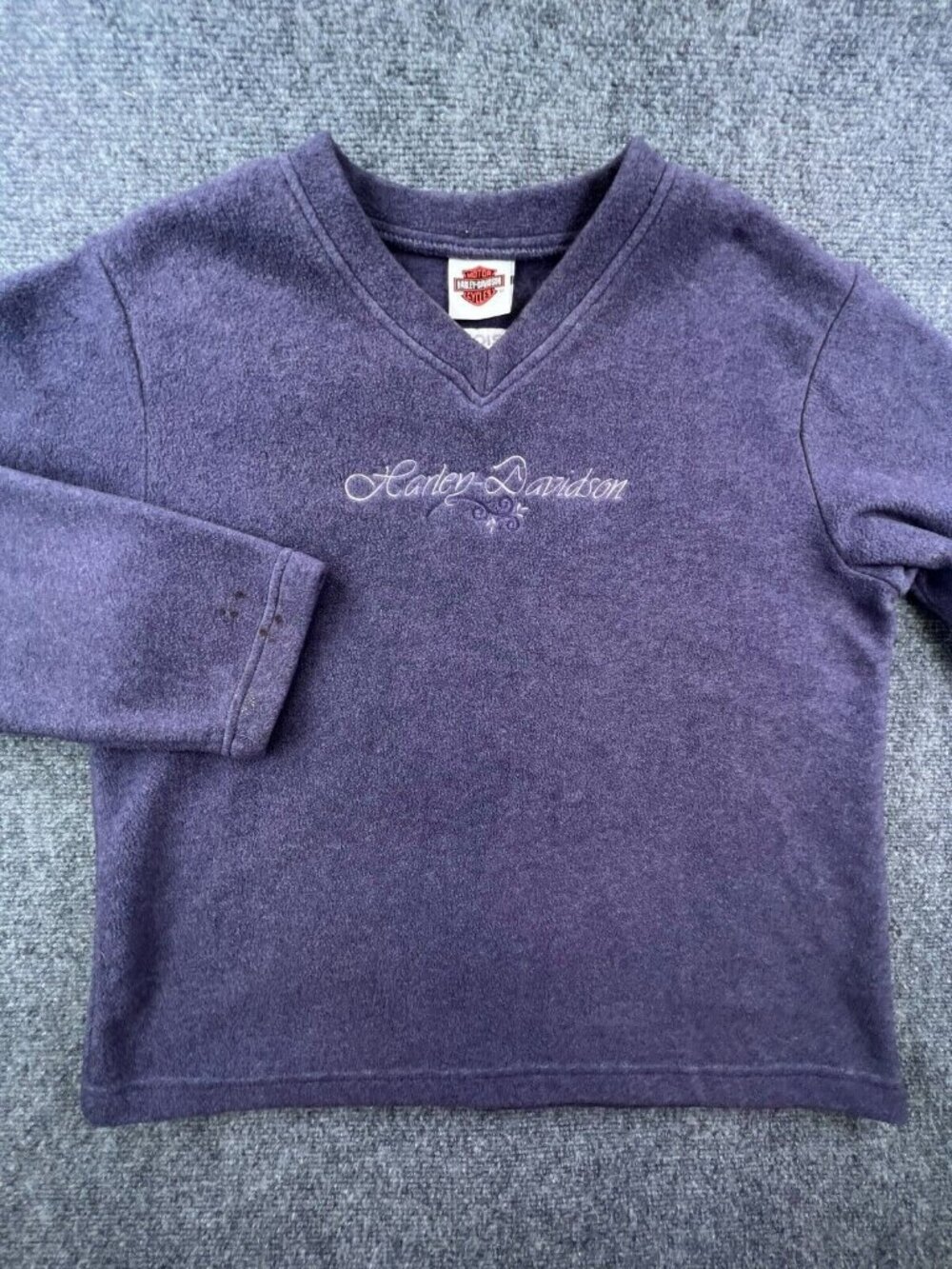Harley Davidson Women's Fleece Shirt Medium Embroied Logo Long Sleeve Purple
